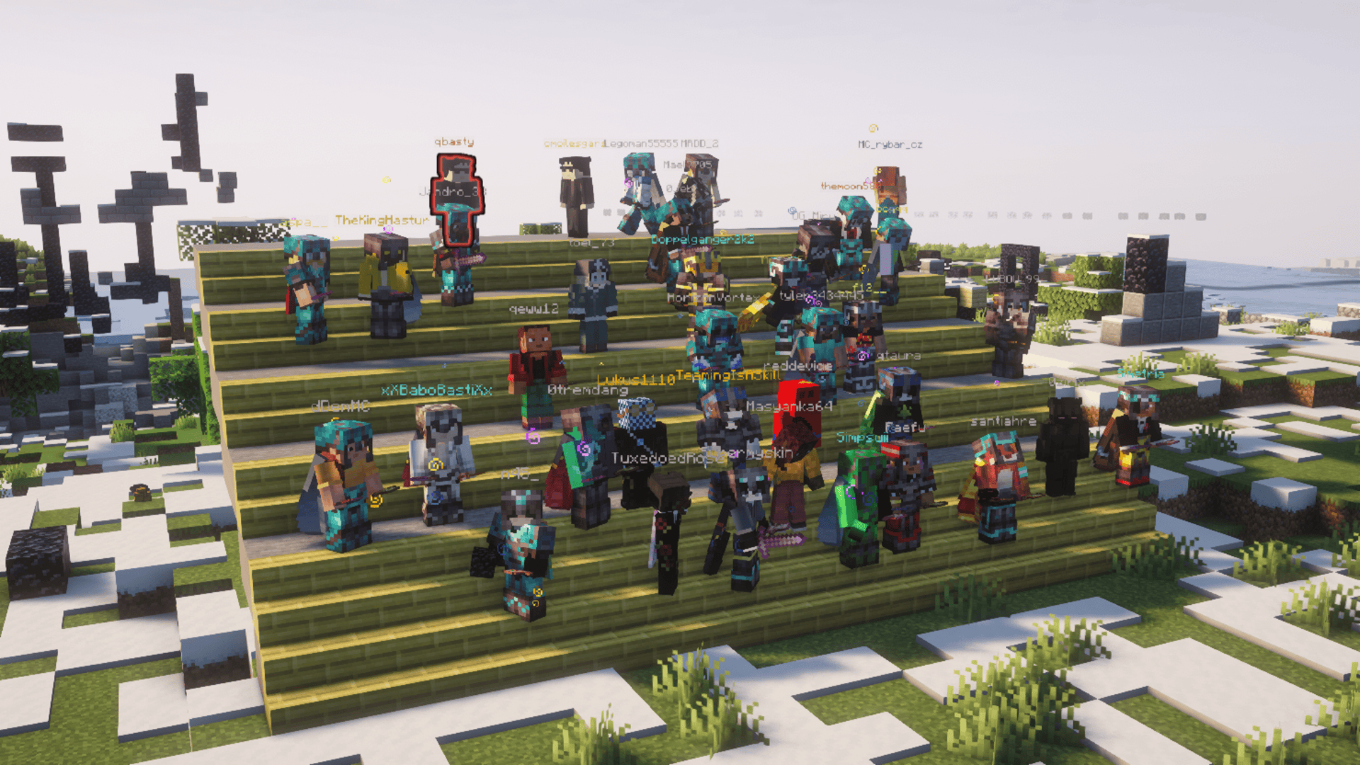 Group of 6b6t players standing together on the server after the Minecraft 1.21.11 update