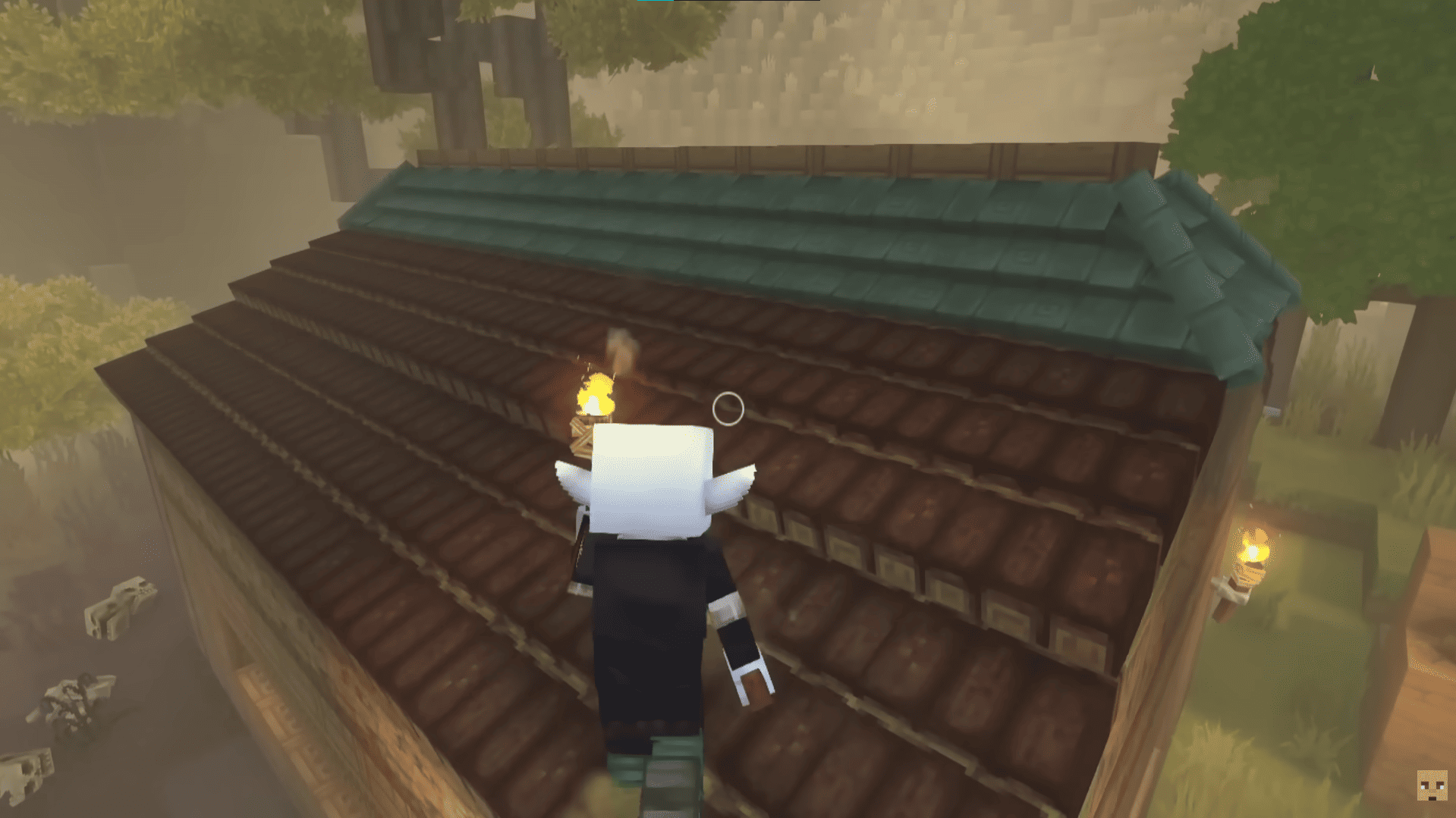 Small player-built base discovered by FitMC in a desert canyon on 6b6t Hytale