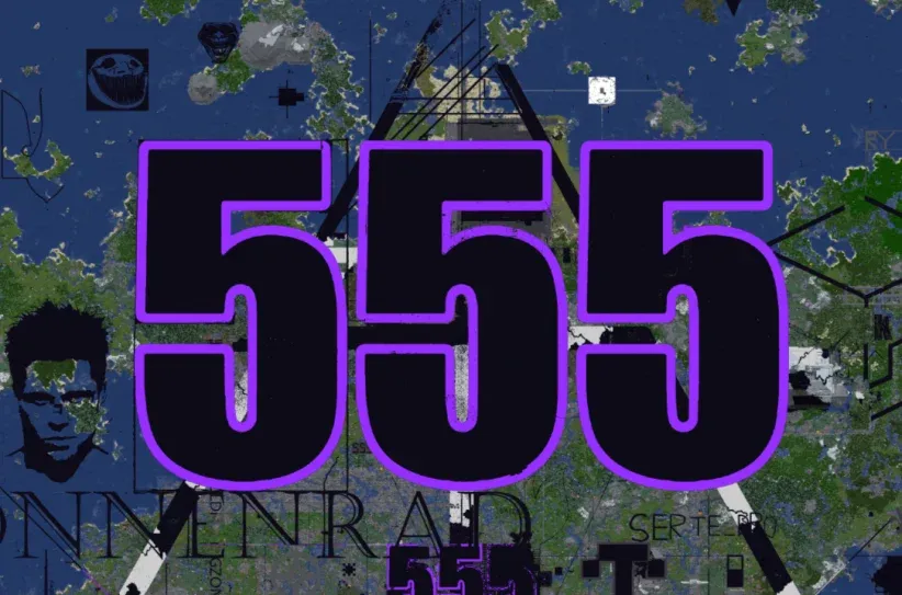 Xaero's world map showing a zoomed in image of the completed large 555 logo