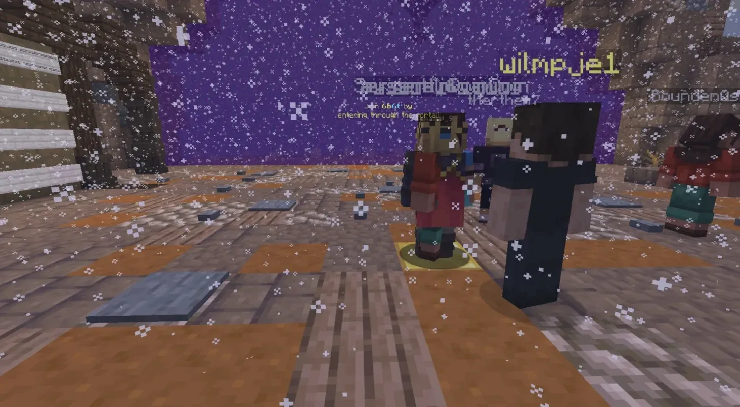 The 6b6t lobby with players standing in front of the big purple portal that takes you into the world