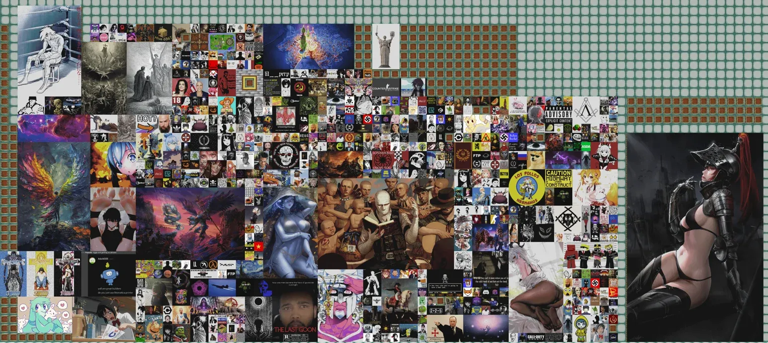 A mapart wall: a large collection of different maparts on item frames, collected by Beasthunter3185 on 6b6t.